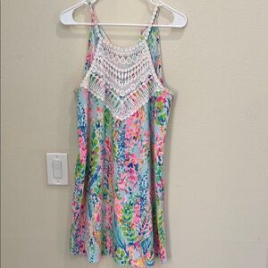 Lilly Pulitzer Vibrant Floral Dress with Lace Accent